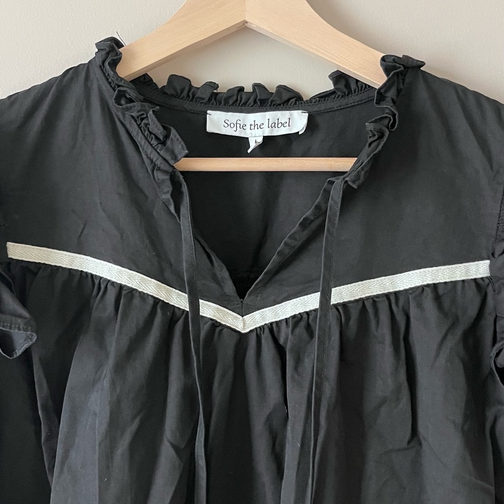 Black Ruffle Tiered Sundress with White Trim - Picture 4 of 6